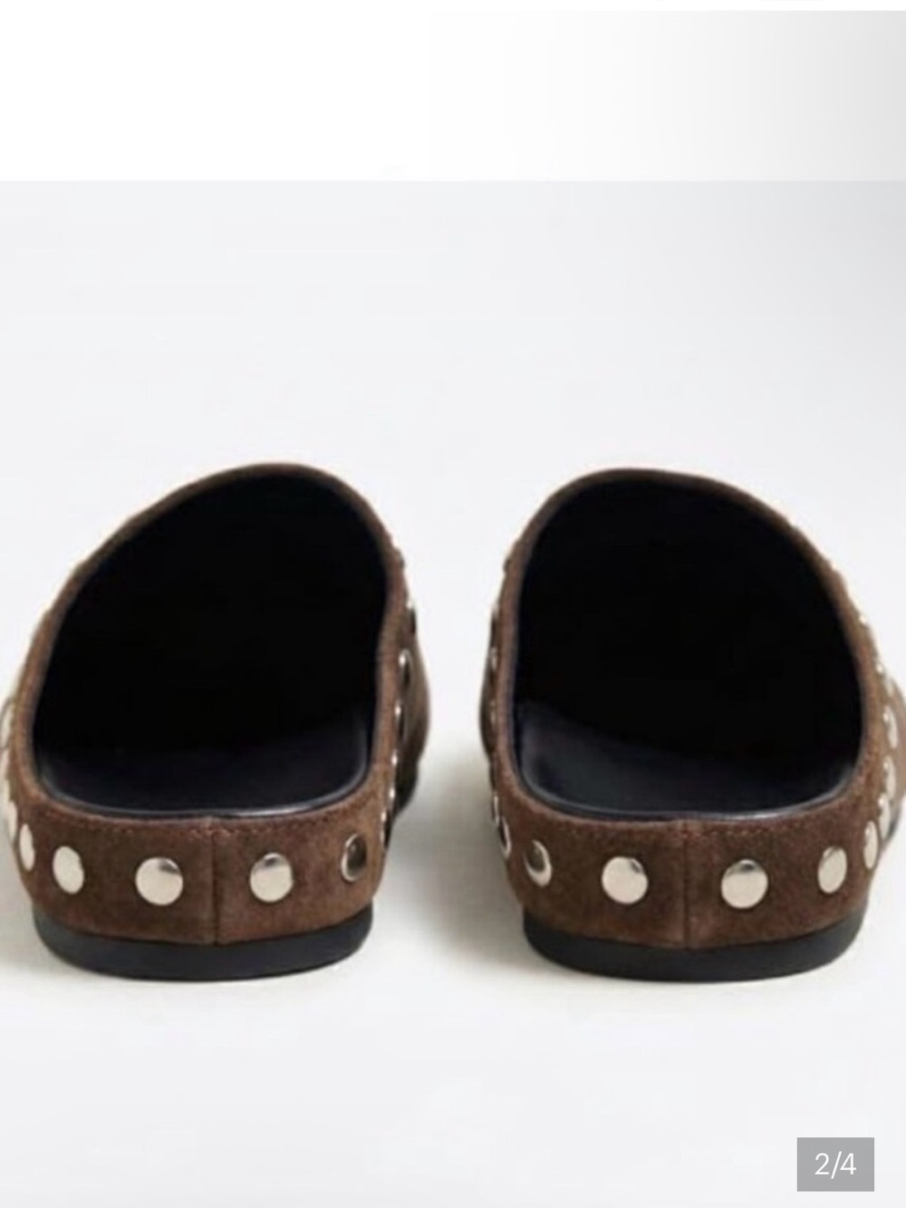 $160 By Anthropologie Brown Suede Studded Slip-On Mules Size 38 - 7 - 7.5 - Picture 4 of 4